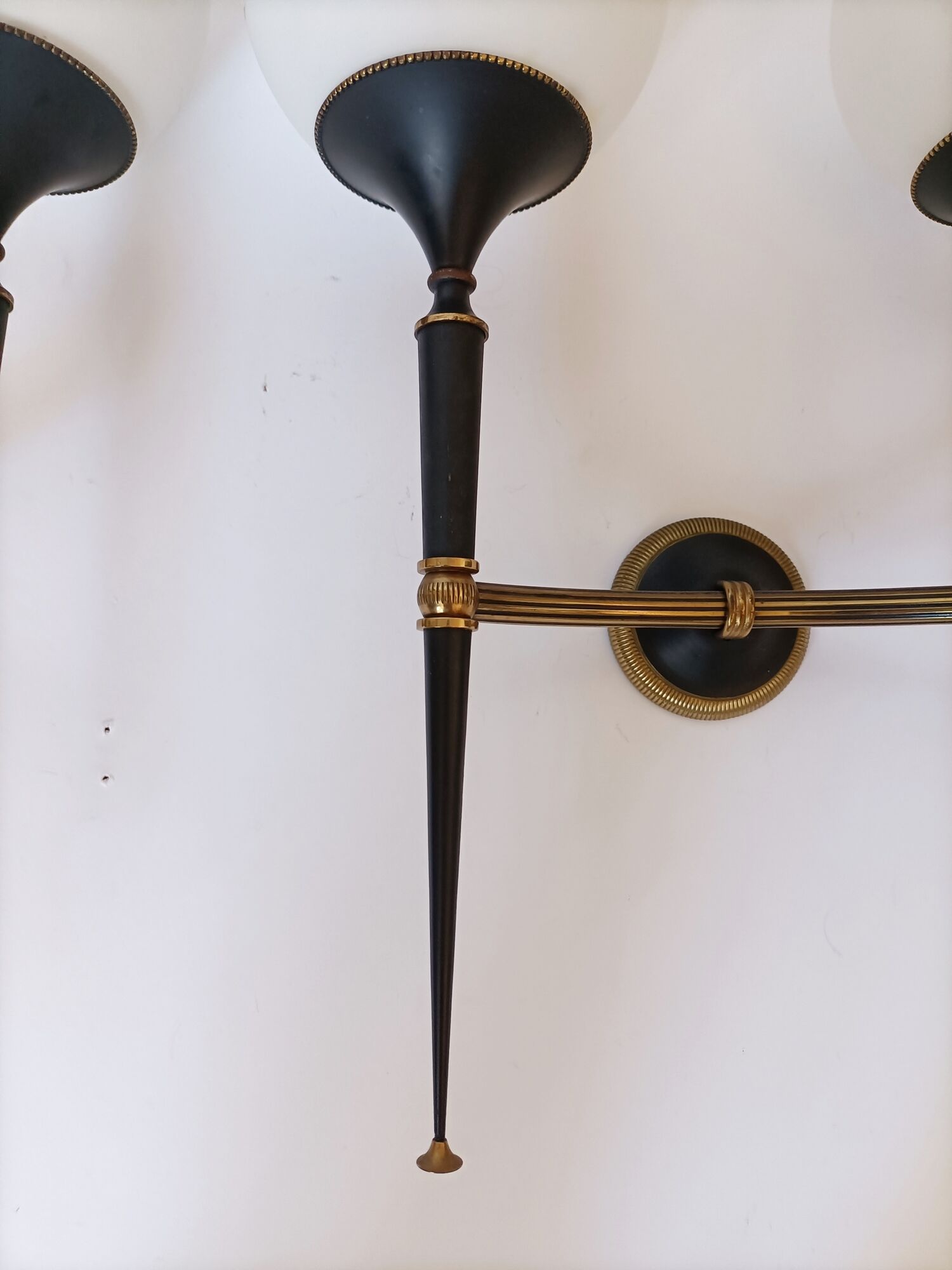 Pair of gold and lay sconces Arlus 1960