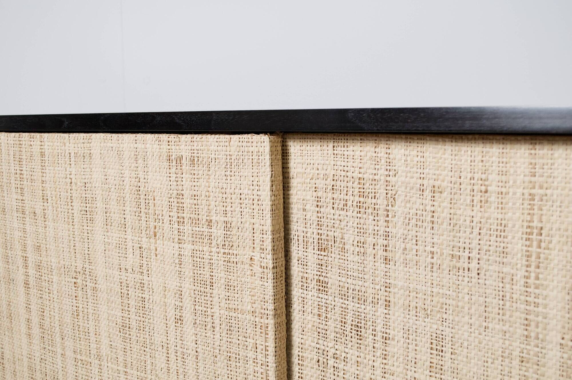 ENFILADE FLORENCE KNOLL MODEL 116 WOOD LEATHER AND RATTAN 1960
