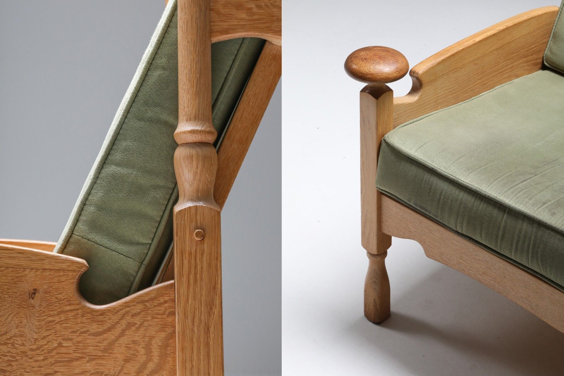 Throne long chairs in natural oak - 1950s