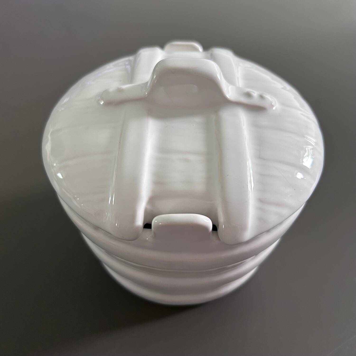 Earthenware barrel butter dish