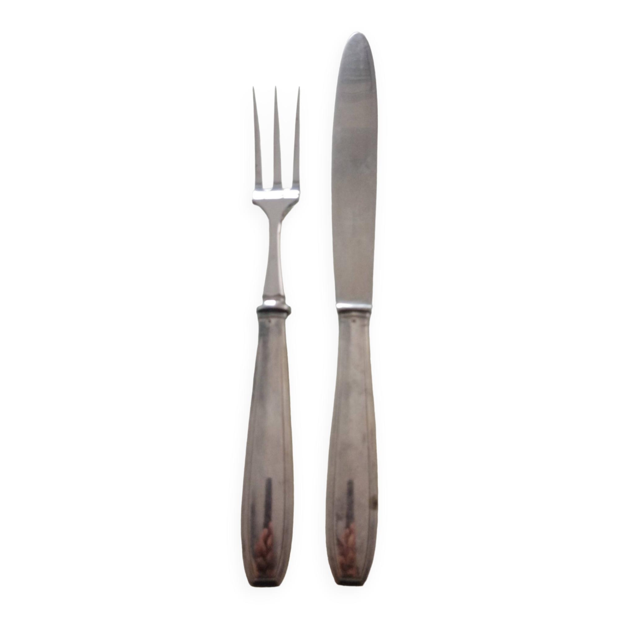 Serving cutlery in silver metal