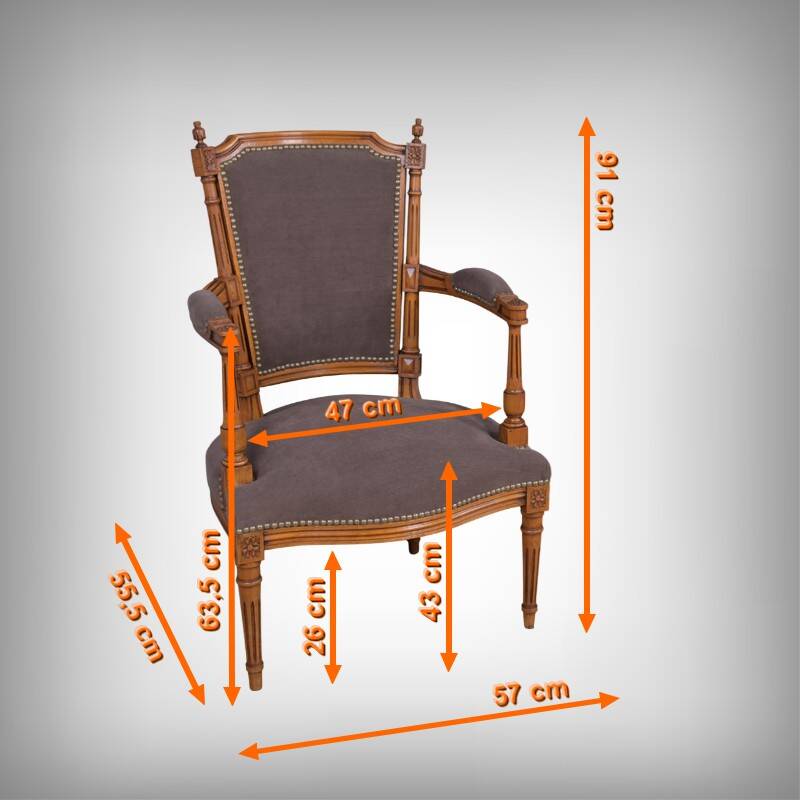 Pair of stained beech armchairs, Louis XVI style – 1950