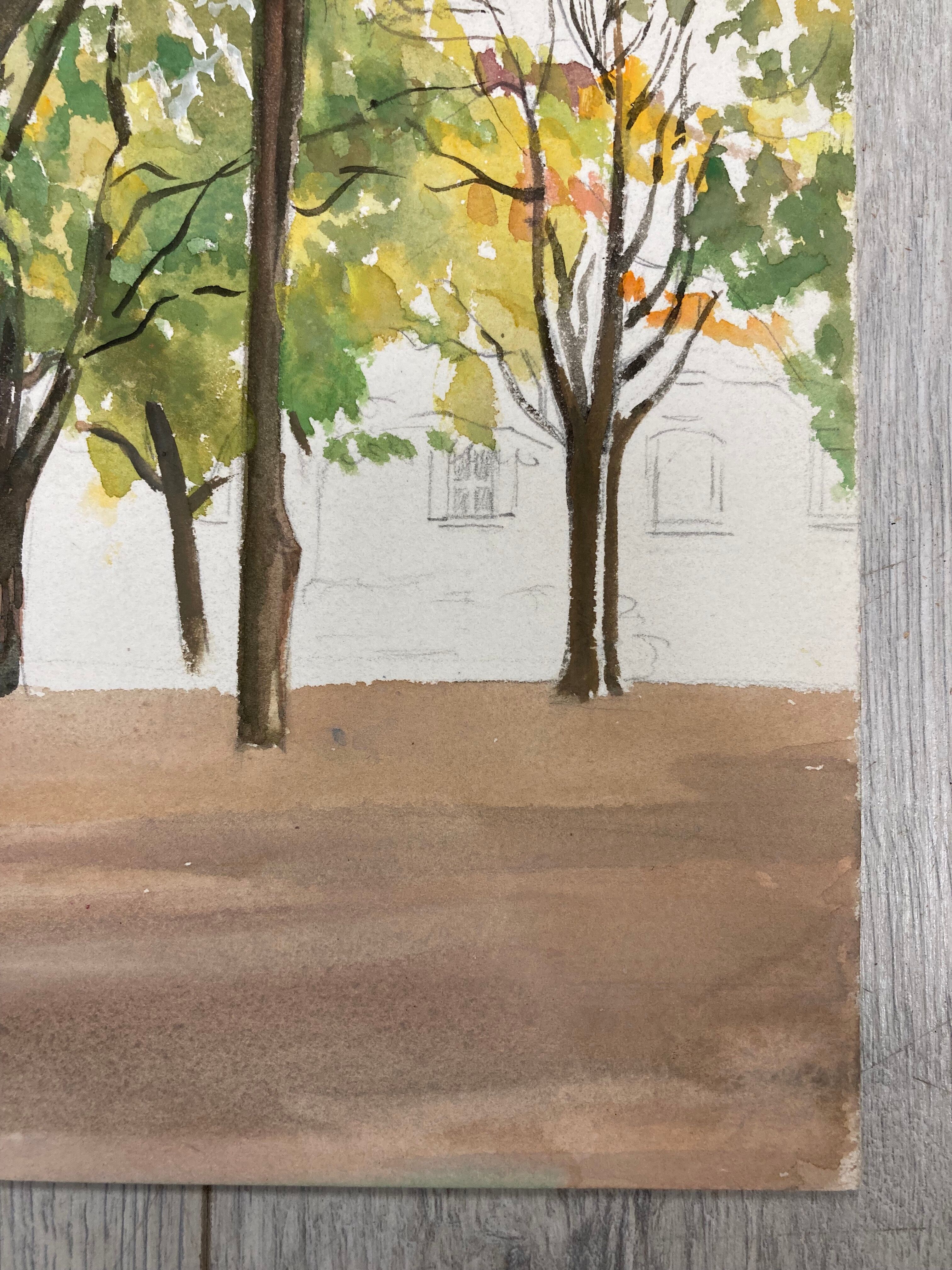 Aquarelle paysage vintage