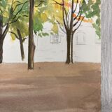 Aquarelle paysage vintage