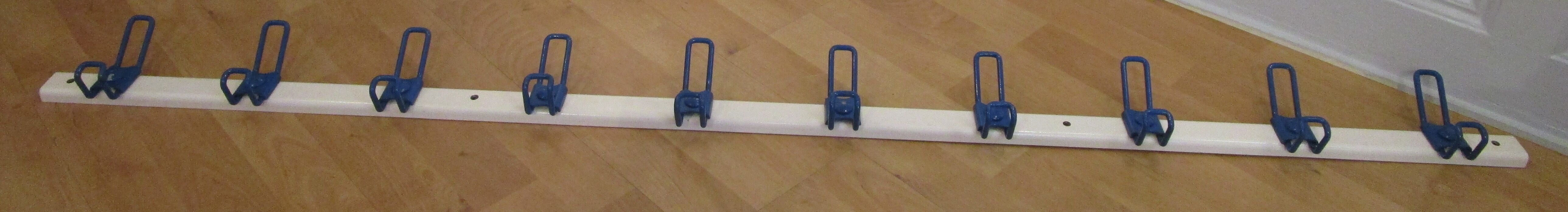 White and blue lacquered steel wall coat holder