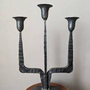 Chandelier 3 branches ferronnerie d'art design brutaliste artisanal