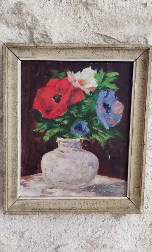 Anemone painting on wood