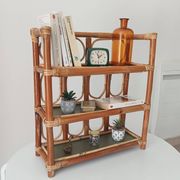 Étagère murale vintage en bambou et rotin années 70/80