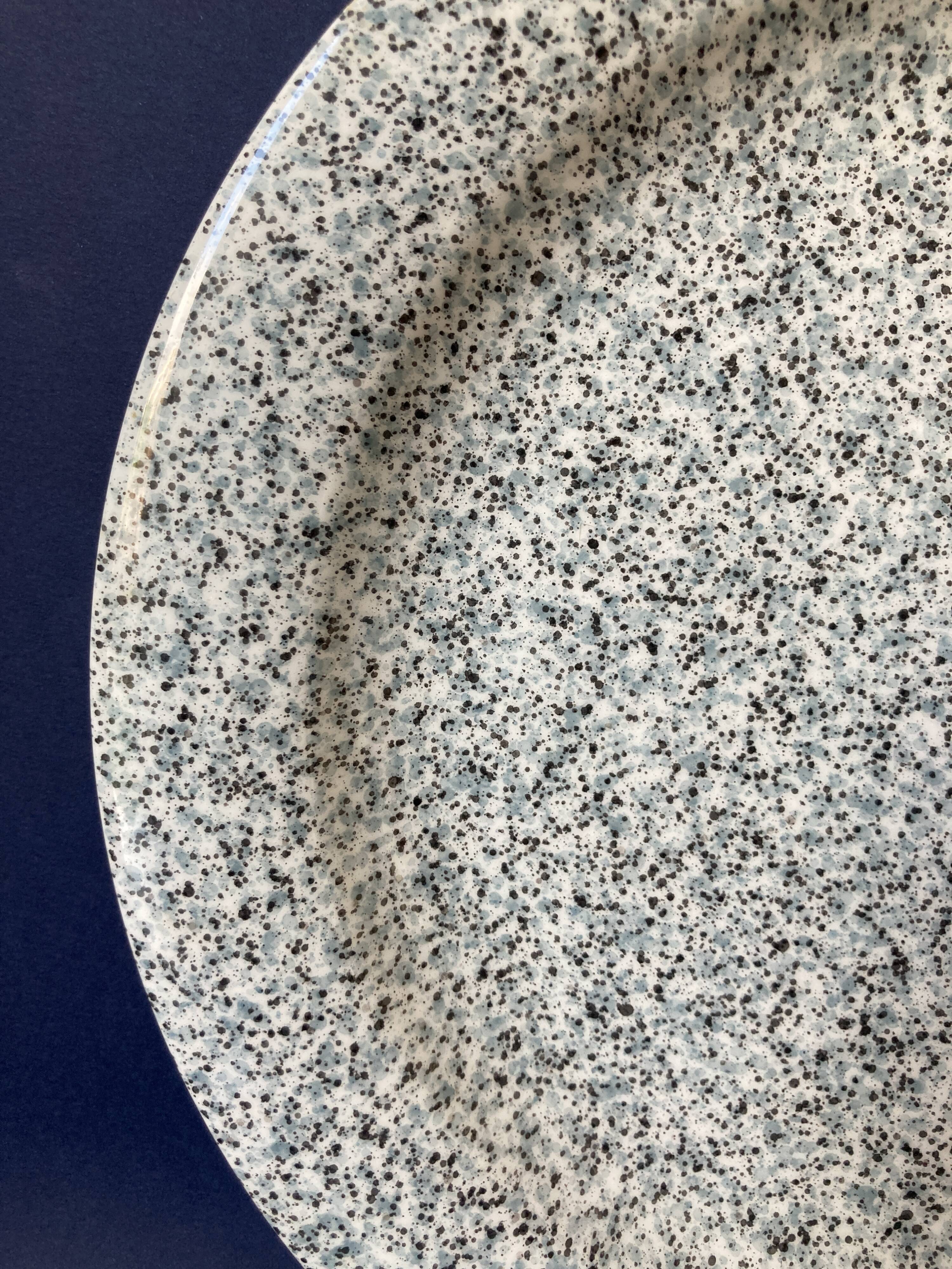 Plate black and blue ceramica quadrifoglio - italy- retro - vintage