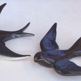 Two ceramic wall swallows