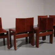 Tobia & Afra Scarpa 'Monk' chairs – walnut & cognac saddle leather