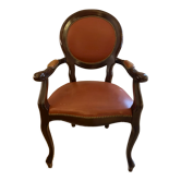 Fauteuil médaillon cuir muscat