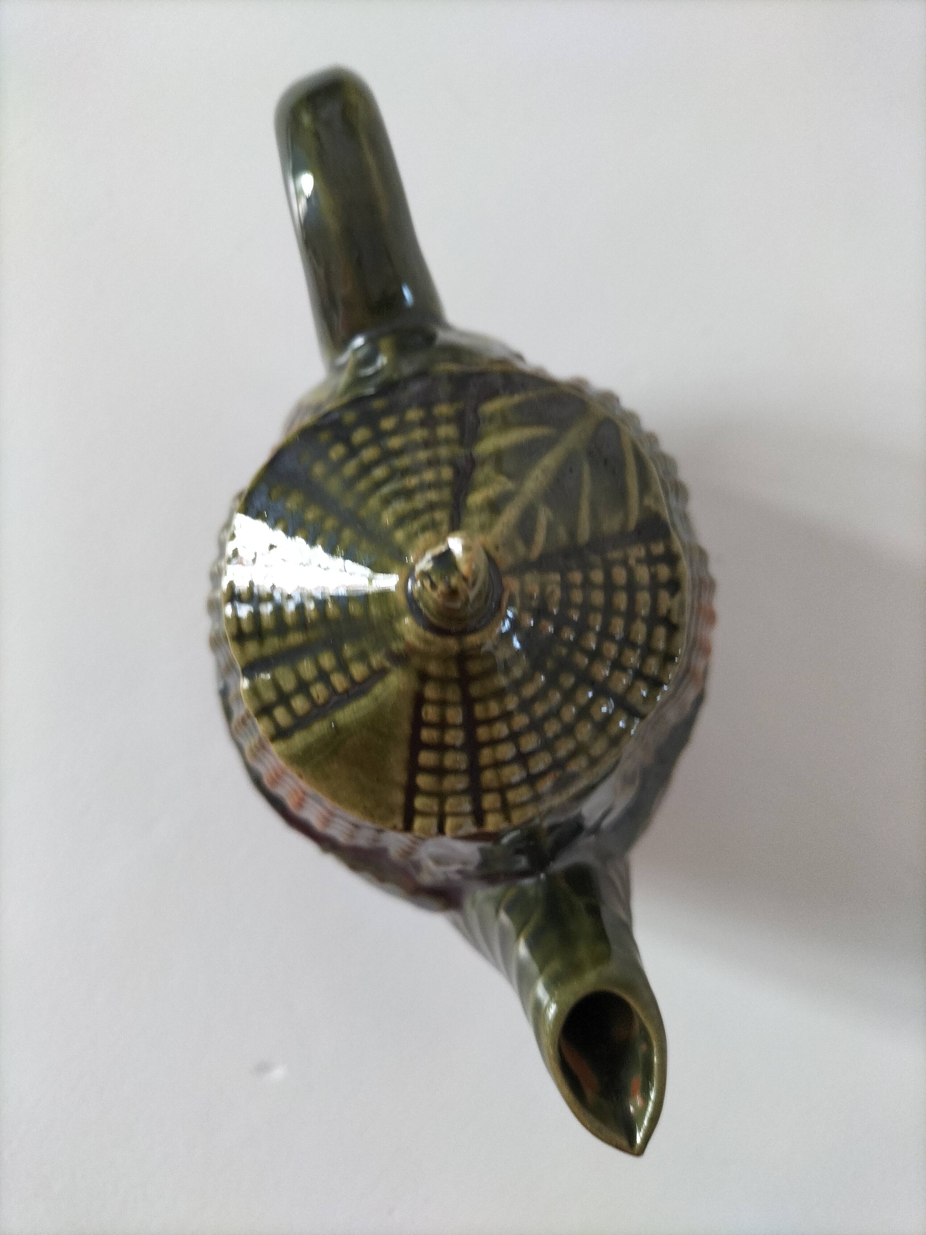 Petite théière barbotine épi de maïs vintage