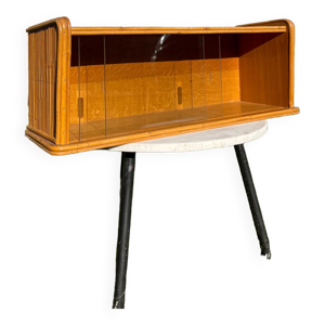 Vitrine murale vintage 1950 chêne