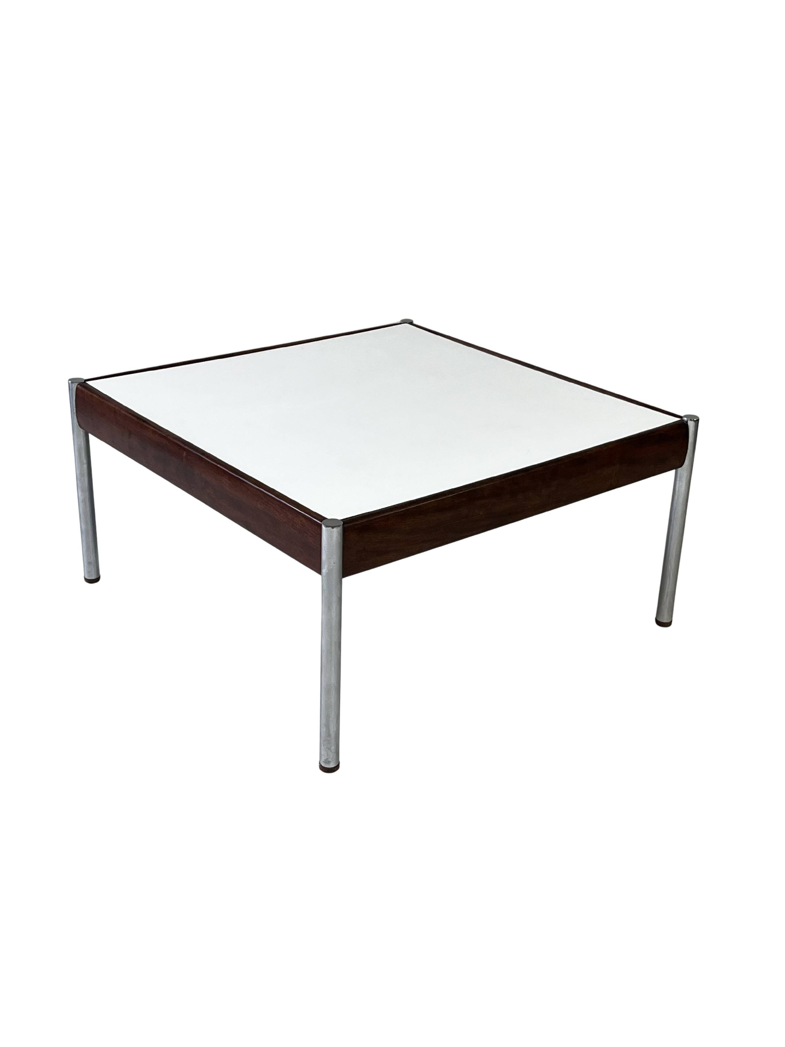 Scandinavian Coffee Table in Teak, Chrome and White Laminate, 1960s
