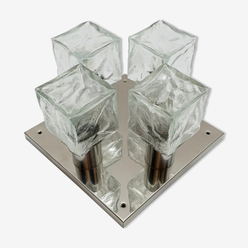 Lampe encastrée en verre de glace par J.T. Kalmar pour Franken KG