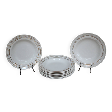 Lot de 10 assiettes creuses Saint Amand modèle "Marguerite"