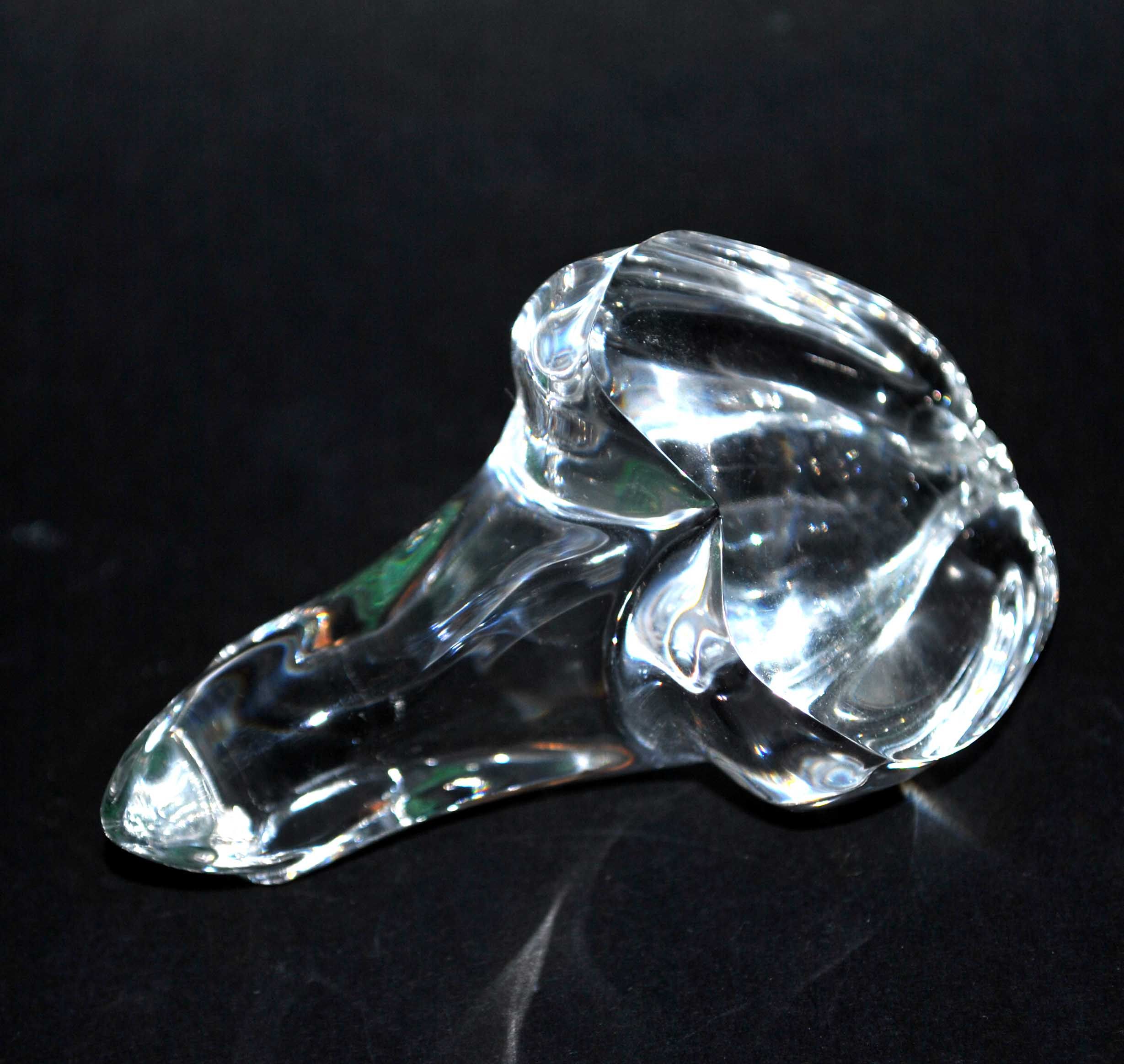 Paperweight statuette frog in crystal of saint-louis signed 6x6x8cm