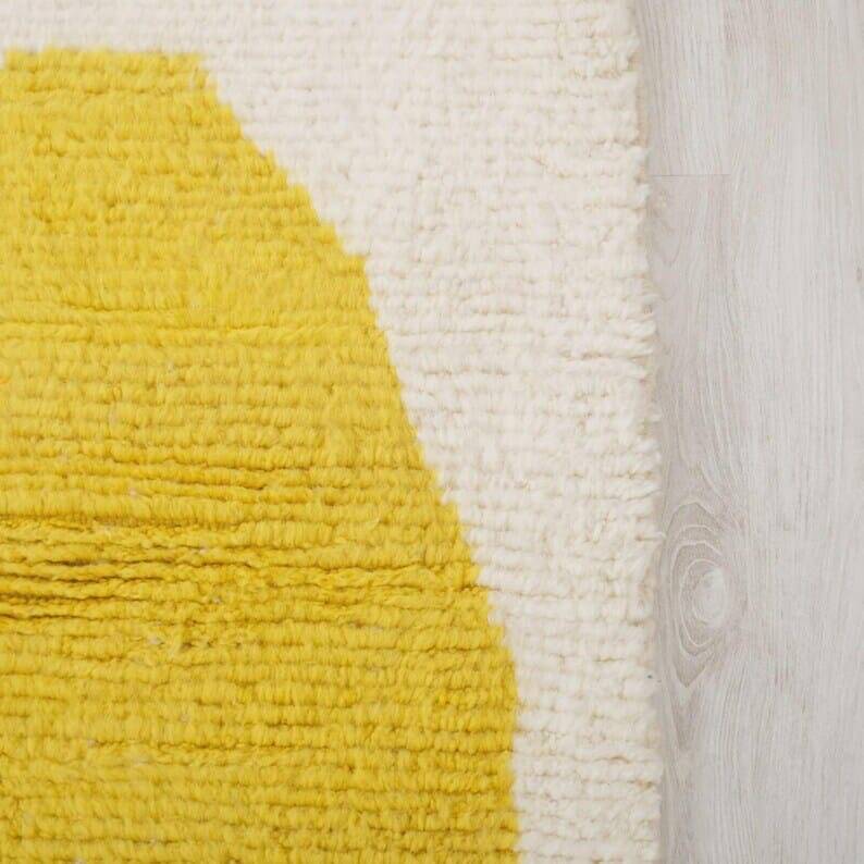 Handwoven Berber rug with traditional coloured patterns, size 1.4/2.6 m.