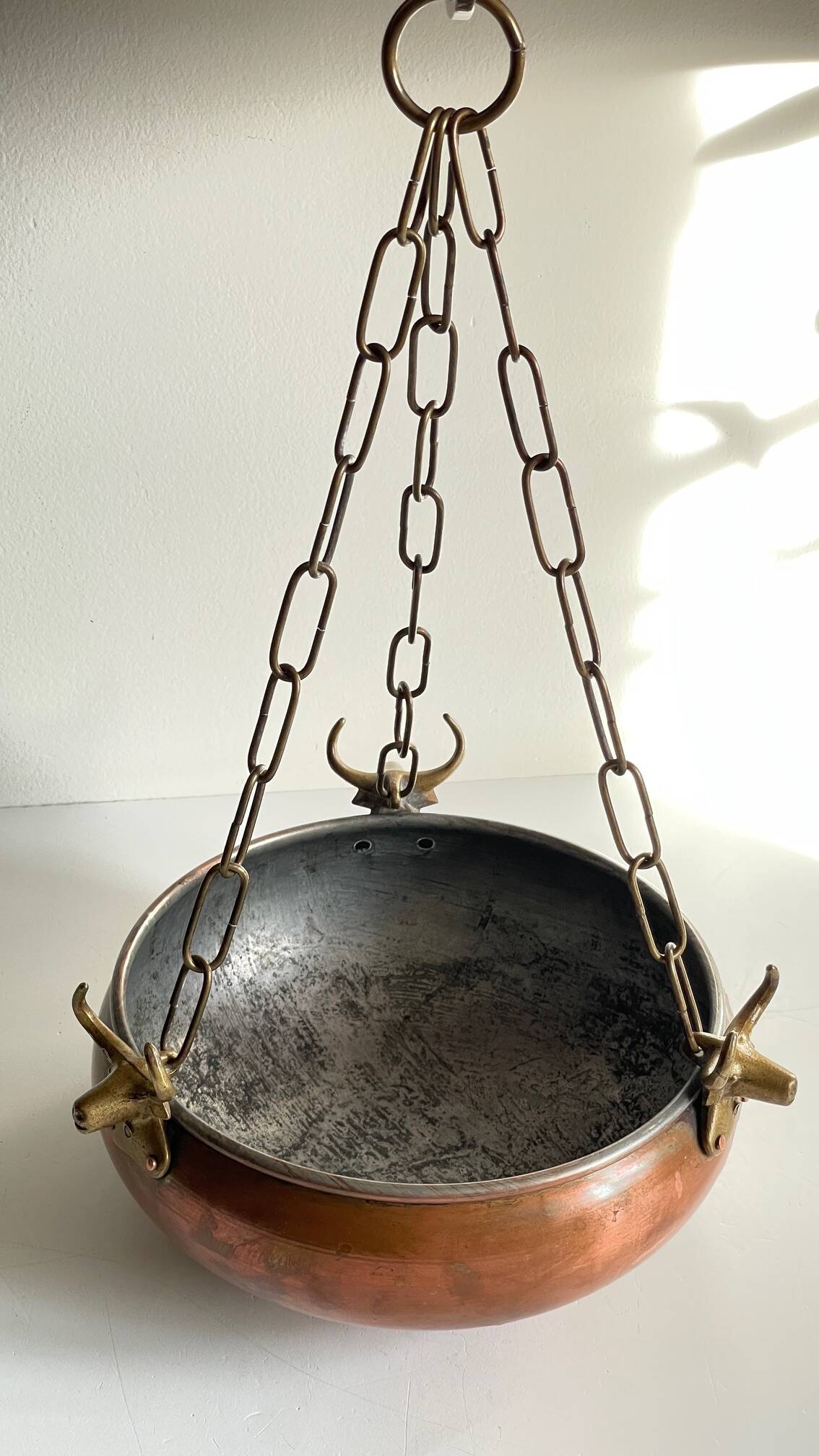 Vintage 3 buffalo hanging planter