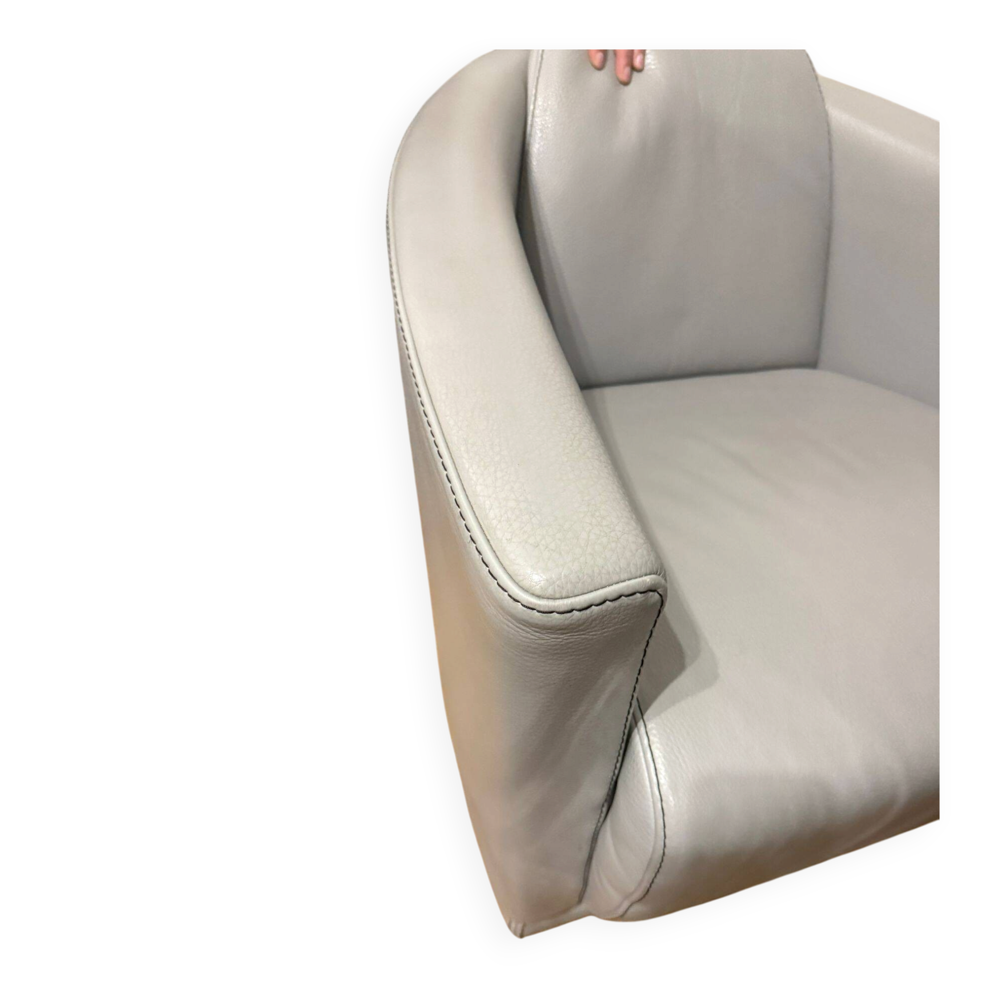 Two-seater sofa and a grey leather armchair Italia.