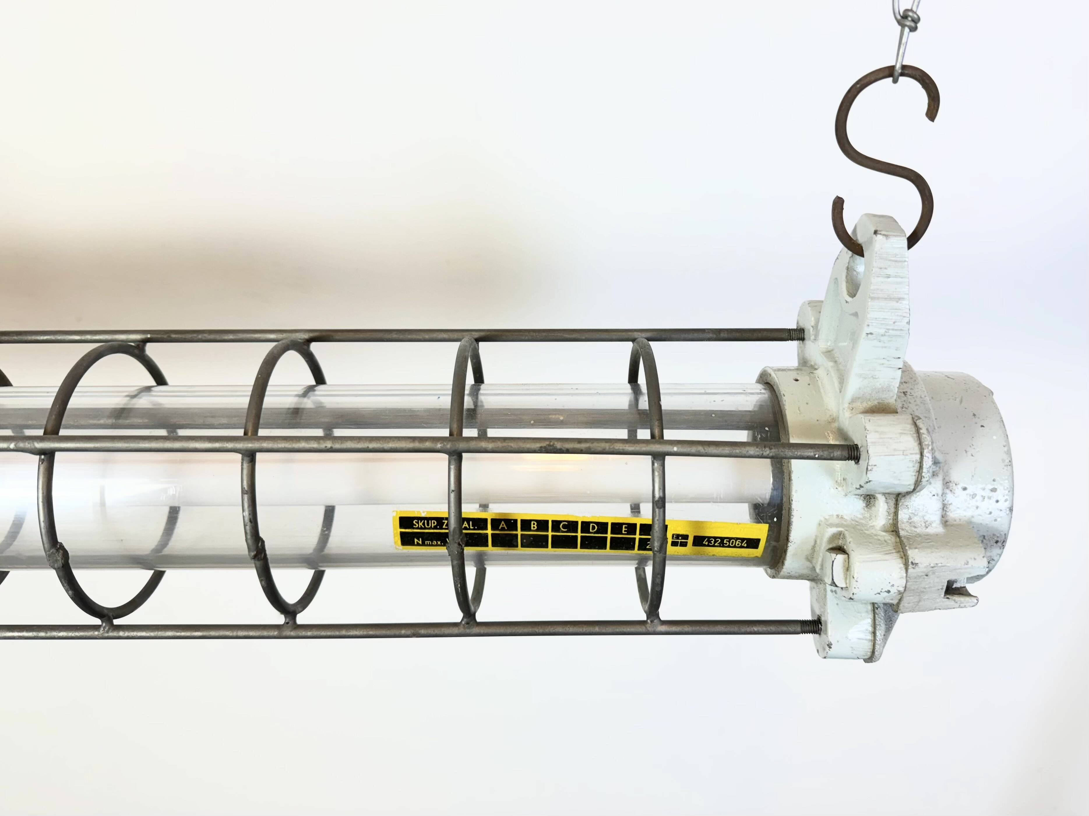 Grey Industrial Hanging Tube Light from Elektrosvit, 1980s