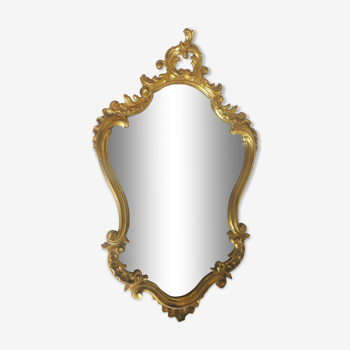 Miroir de style Louis XV en résine dorée et bois 80x50cm