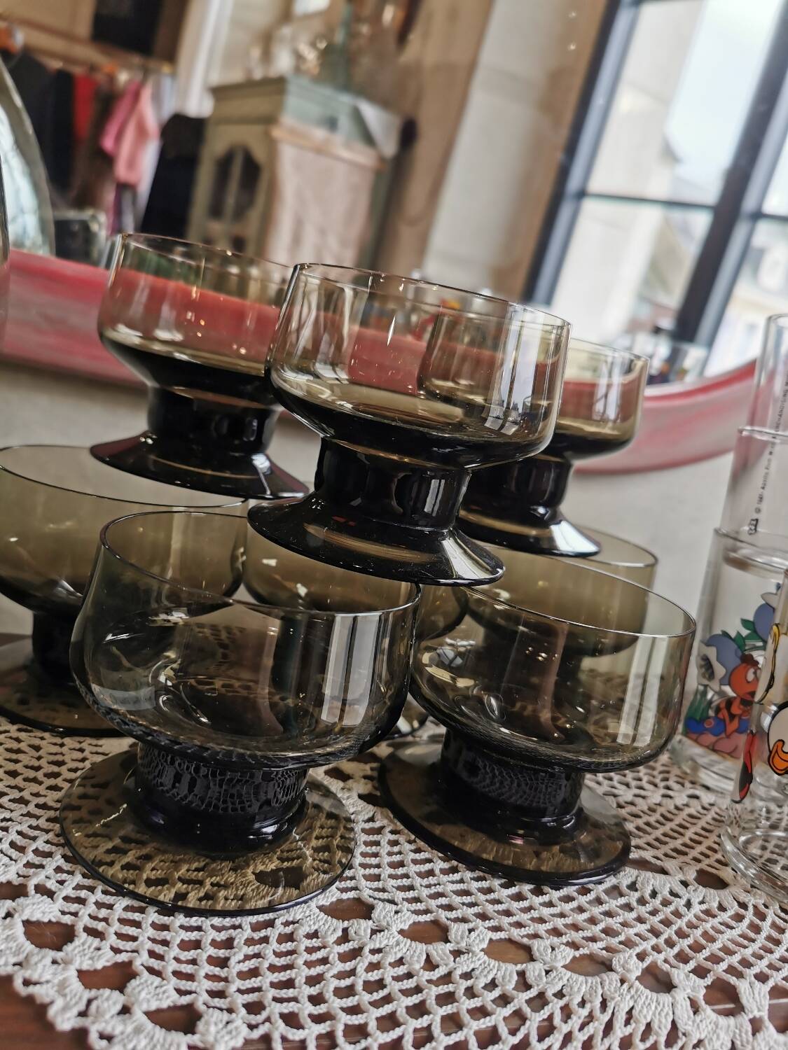 Smoked glass cups