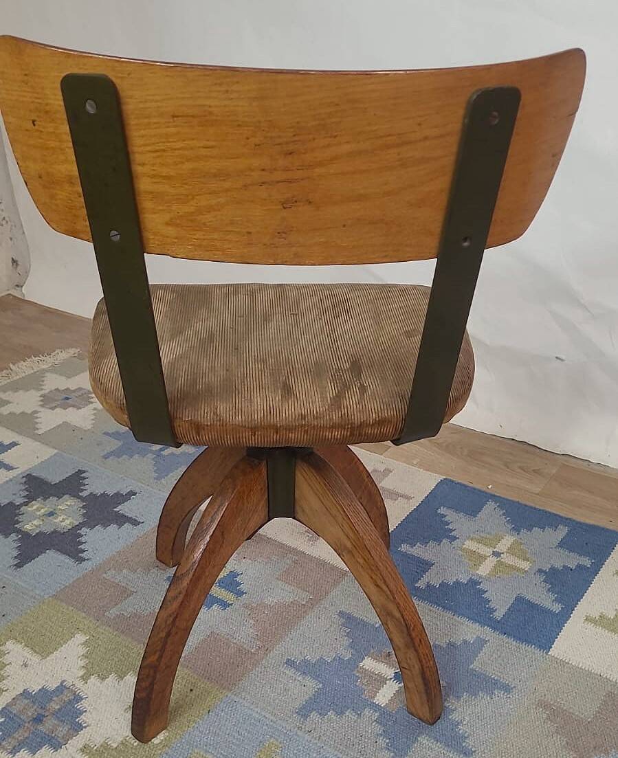 Adjustable Scandinavian oak office chair – Denmark, 1940
