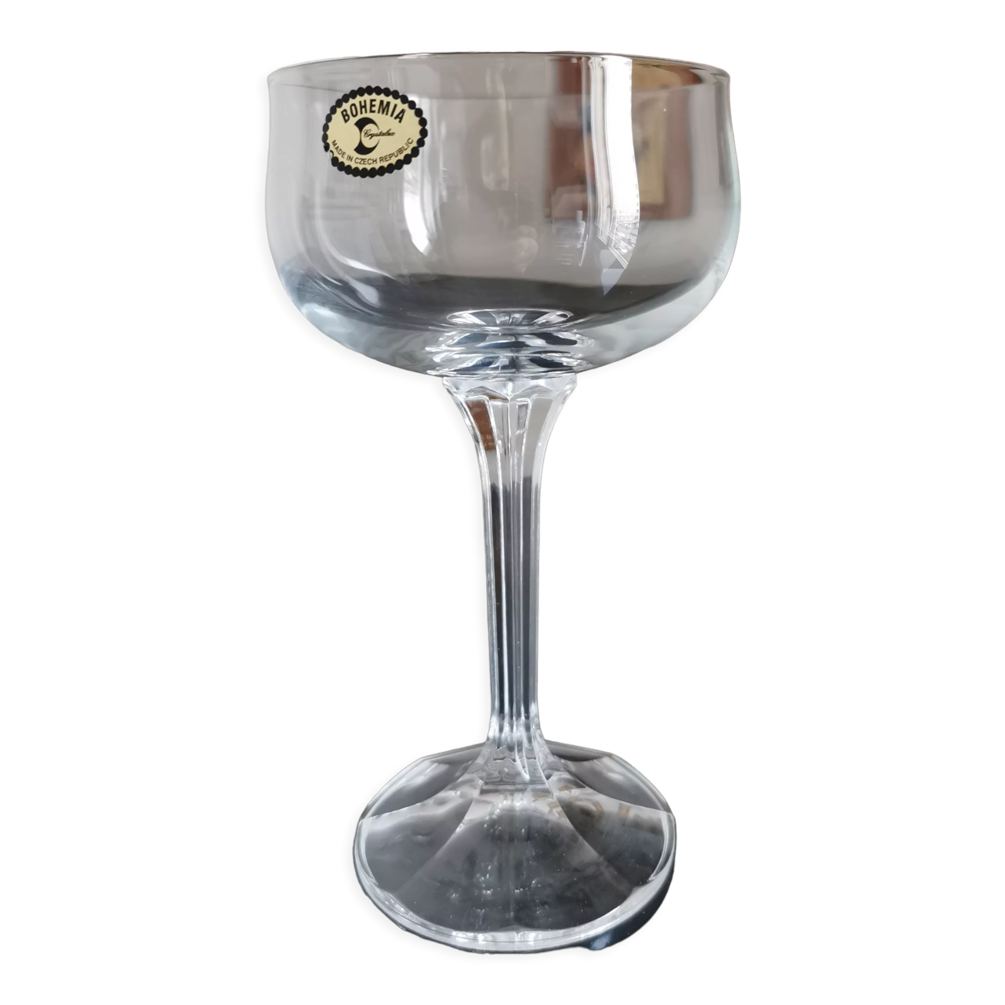 6 bohemian crystal champagne glasses
