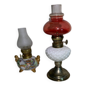 Set of two small kerosene lamps