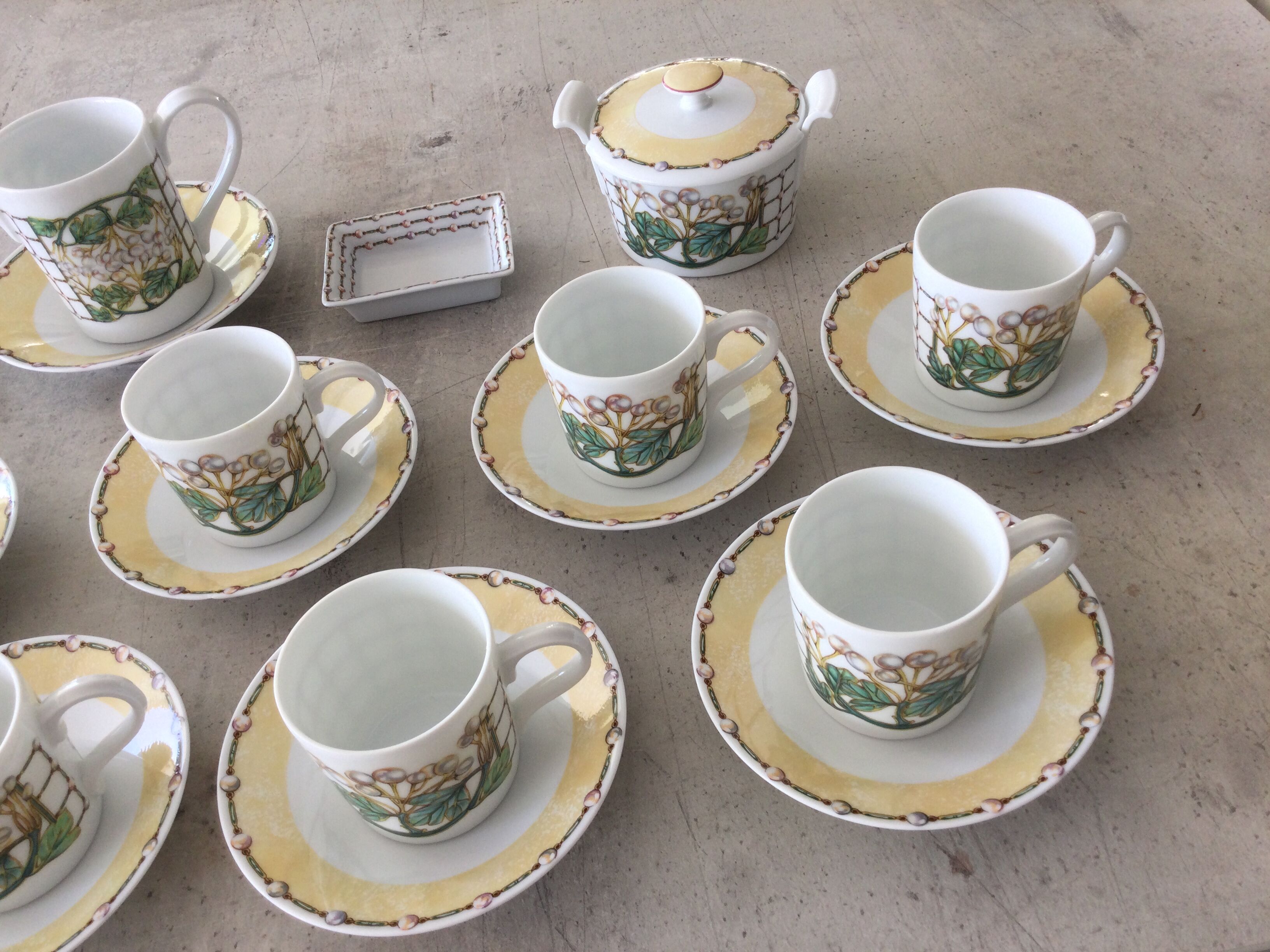 Lalique Coffee Service Pearls Model Limoges Porcelain