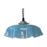 Old vintage suspension glass of blue Clichy