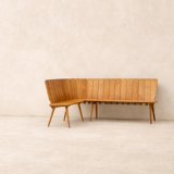 Brutalist corner bench in oak – European design, 1960s/70s