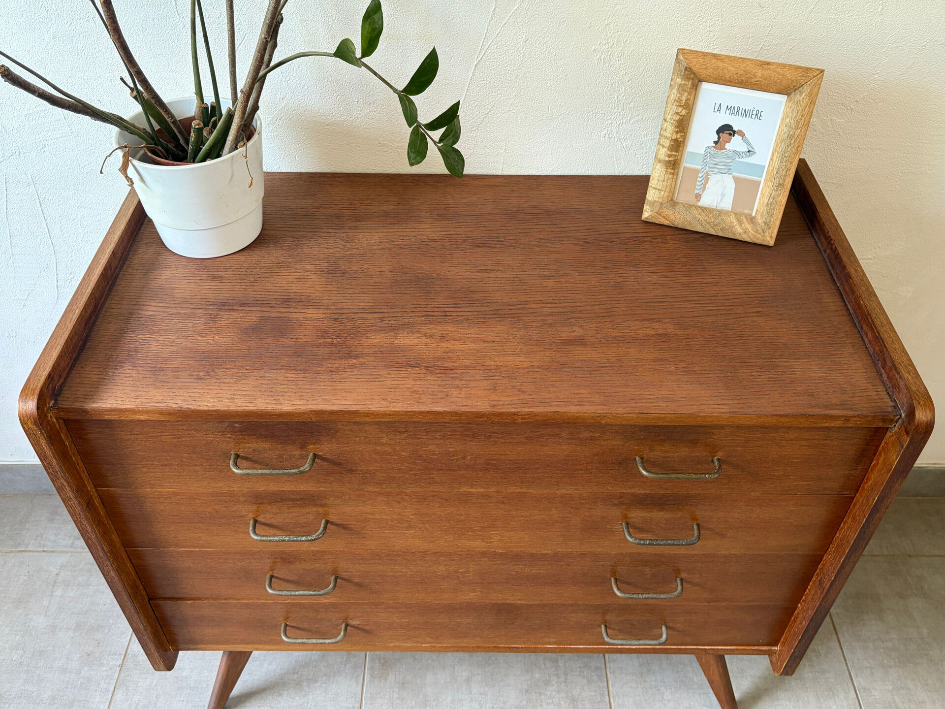 Vintage oak commode from the 1960s.