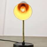 Mid-Century Italian Mini Gooseneck Table Lamp in Black and Brass