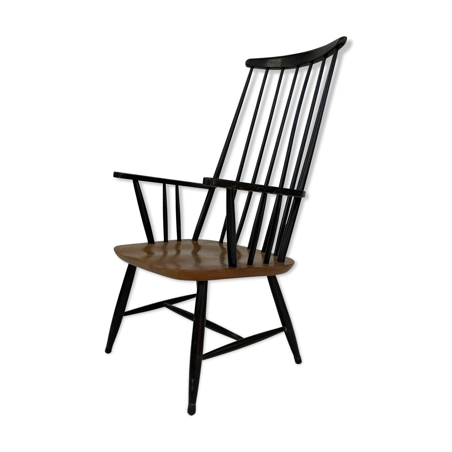 Vintage easy chair with high back and armrest from the 60s