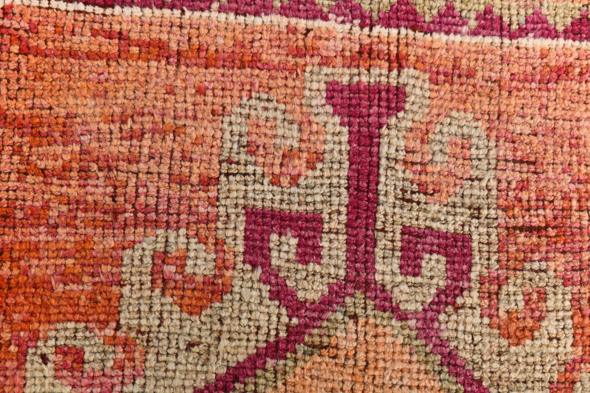3x11 Pale Orange & Vintage Runner Rug, Handmade Orientel Runner, 96x338Cm