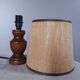 Table lamp foot turned wood, lampshade jute - vintage 1970