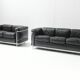 Vintage LC-2 in black leather by Le Corbusier, Jeanneret & Perriand for Cassina
