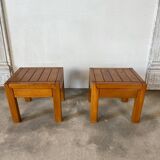 Pair of solid elm bedside tables