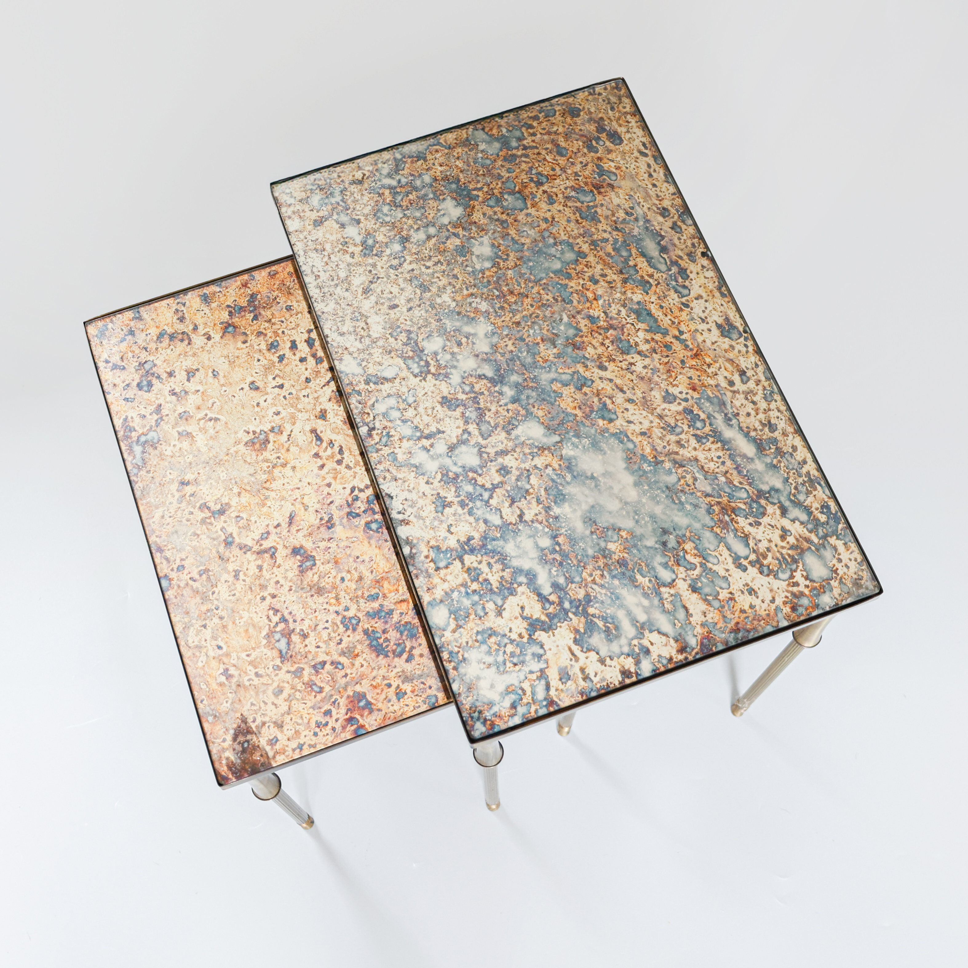 Églomisé glass nesting tables in neoclassical style, Belgium, 1960s