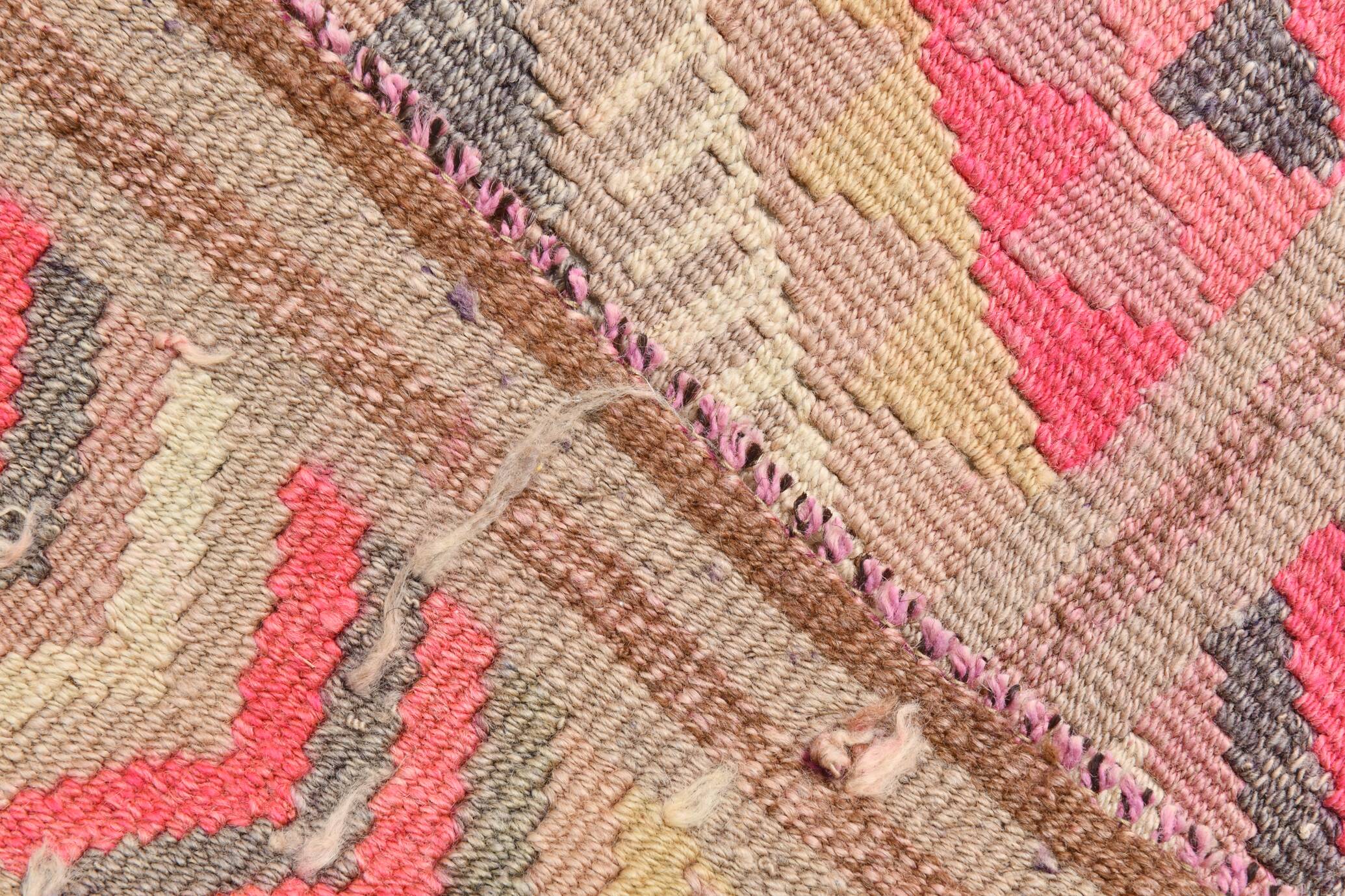 Pink & Navy Blue. Turkish Runner Rug, 90x350Cm