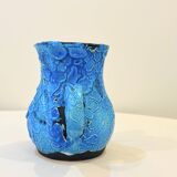 Pitcher Vase Fat Lava ceramic stoneware blue black 1960 Glacier enamels Cyclope Pottery Annecy Charles