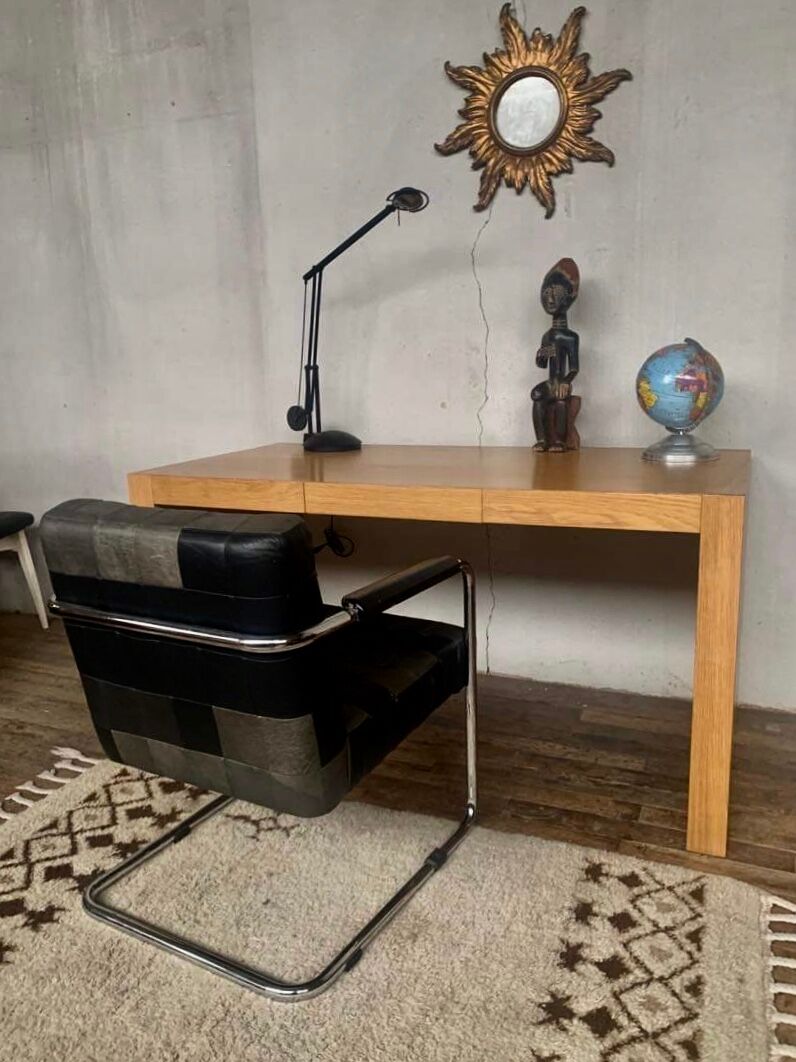 Vintage Modernist design desk with 3 drawers in Light Oak