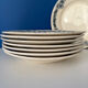 Set of 8 blue ironstone dinner plates Longchamp model Denise.