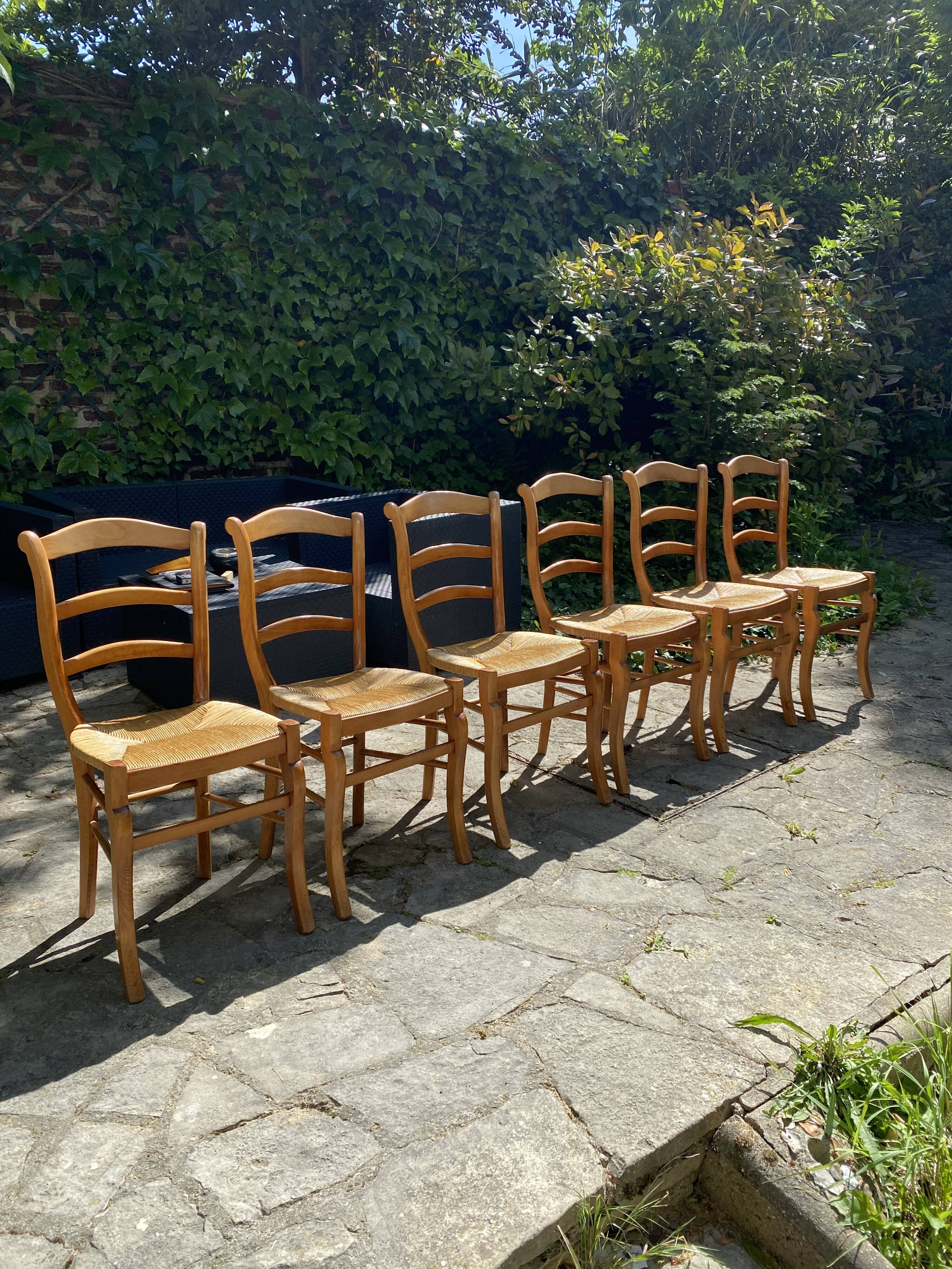 Set de 6 chaises en paille