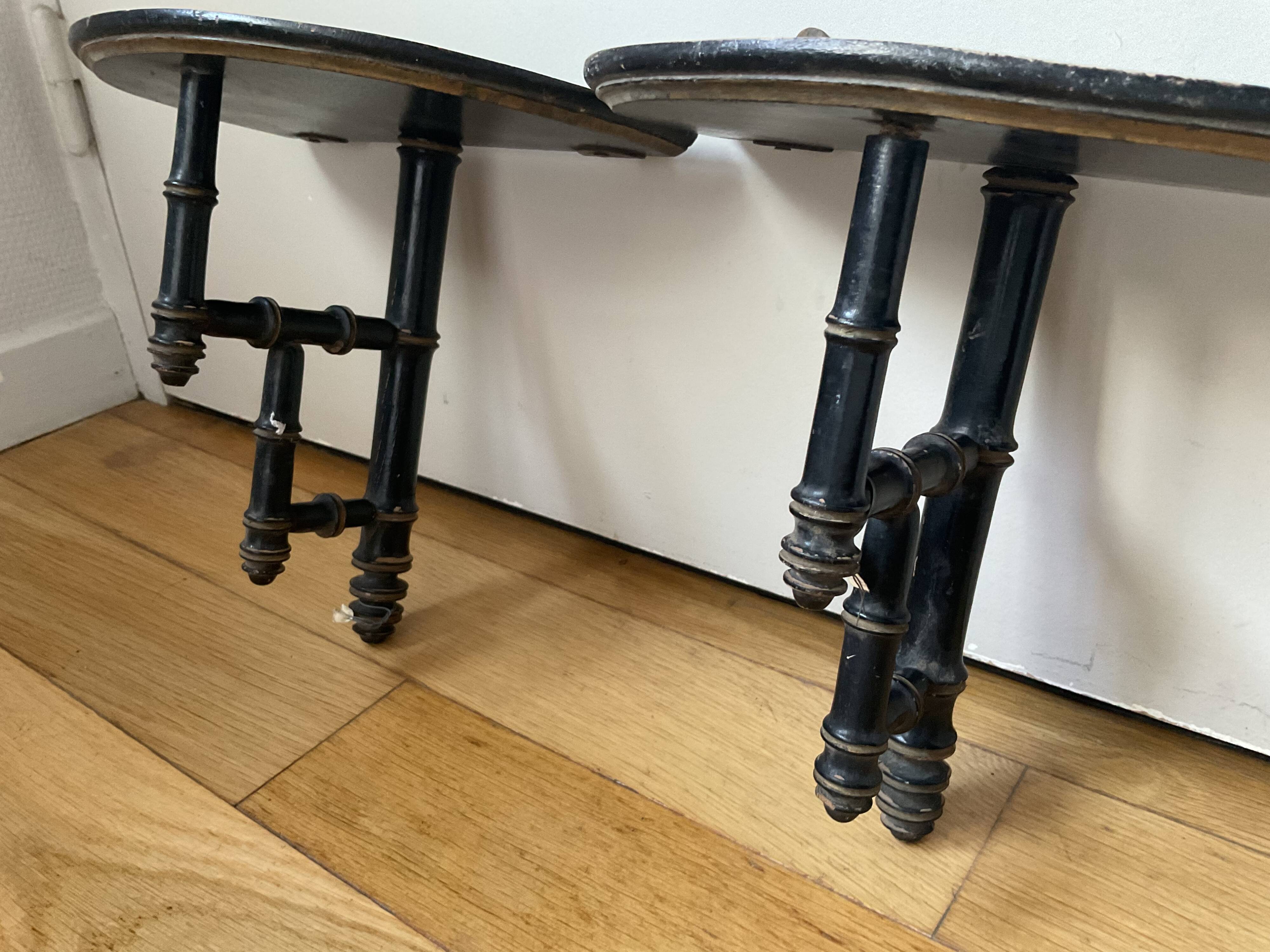 Pair of small wall-mounted consoles, late 19th century.