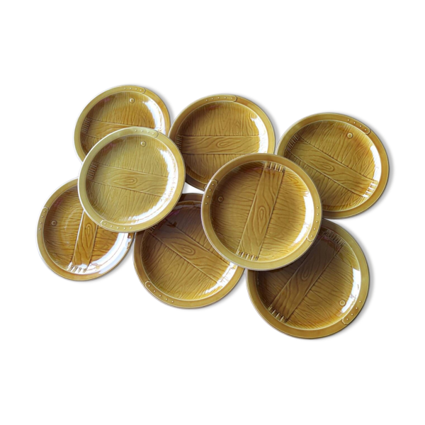 8 assiettes plates gien vintages