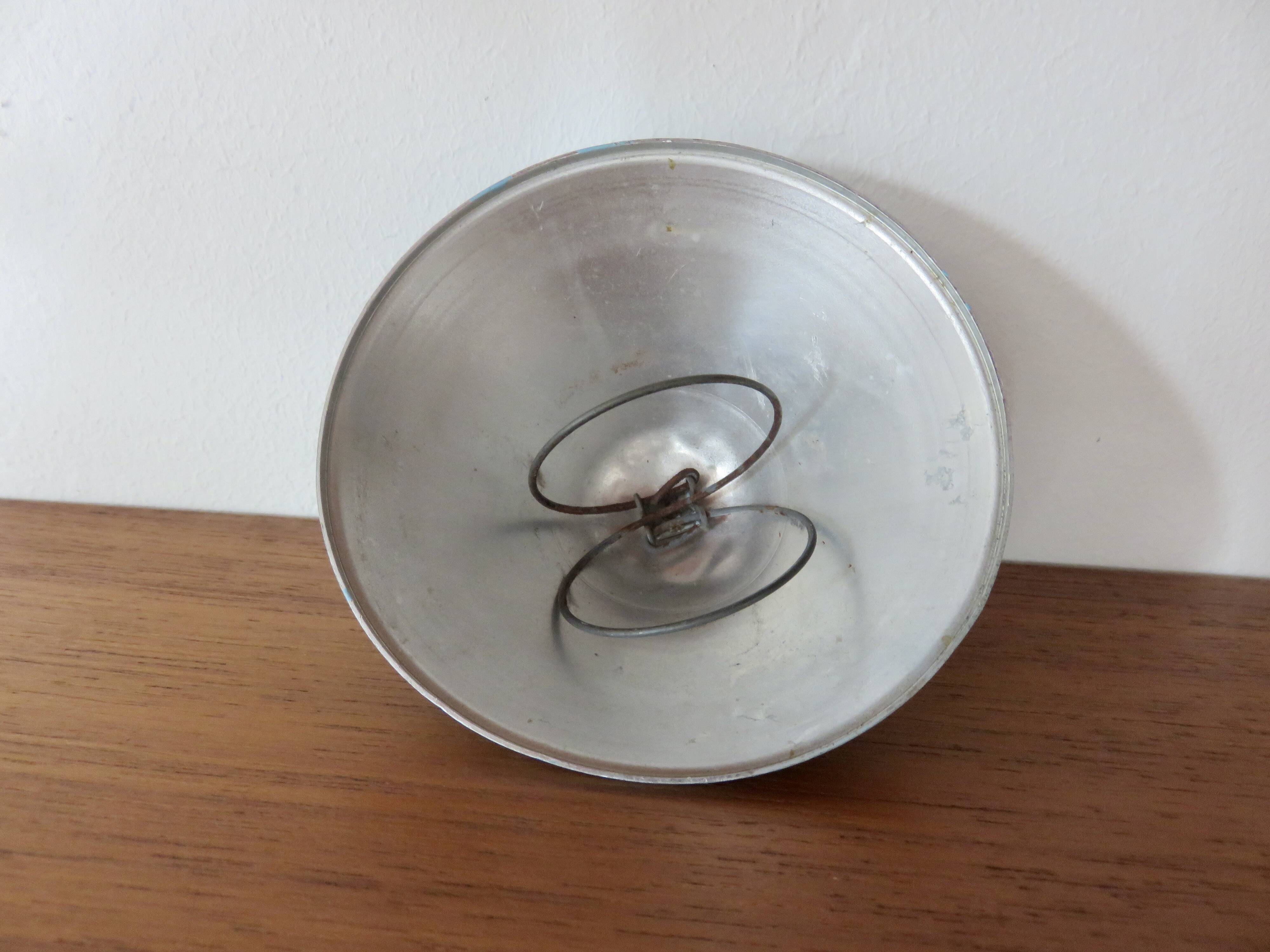 Blue aluminum mushroom clip lamp from the 50s and 60s